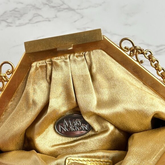 Vintage Mary Norton Zelda Bag, Gold Sequin Evening Clutch, Chain Strap Purse - Picture 5 of 9